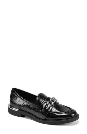 DKNY Ryleigh Chain Embossed Loafer in Black at Nordstrom, Size 5.5