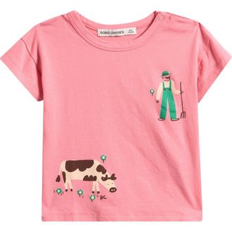 Bobo Choses Farm Adventure Organic Cotton T-Shirt in Pink at Nordstrom, Size 12M
