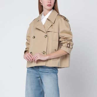 Burberry Trench cropped Heritage in gabardine beige