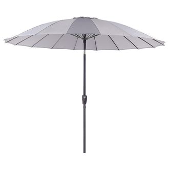 Beliani Beliani - Sombrilla De Poli&eacute;ster Gris Claro Negro 255 Cm Poste Metal Manivela Baia