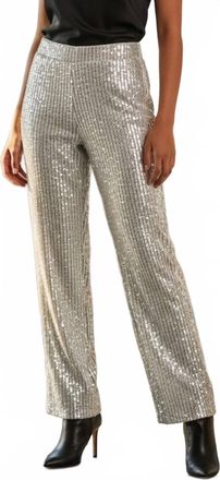 MSK Womens Sequin Straight Leg Pants In Silver