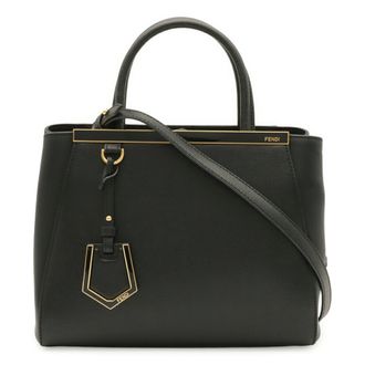 Fendi Black Leather Handbag Shoulder Bag Tote Bag (Pre-Owned)