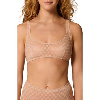 Simone P&eacute;r&egrave;le Plume Embroidered Bralette in Peau Rose at Nordstrom, Size X-Small
