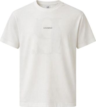 C.P. Company 30/1 Jersey T-shirt met korte mouwen en logo - Heren - T-shirts - Wit - 2XL - Katoen - Tops