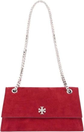 Tory Burch Kira Turnlock Suede Schoudertas - Dames - Schoudertassen - Rood - ONE Size - Katoen - Tassen