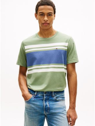 Tommy Hilfiger Mens Block Stripe T-Shirt - Green - XXXL