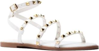 Qupid Womens Studded Strappy Sandals In White
