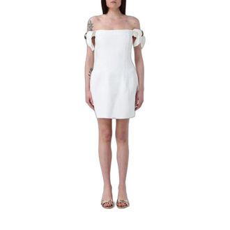 Elisabetta Franchi Vestido Mini de Hombros Descubiertos con Mangas Drapeadas - Dresses - Mujer - Blanco - L