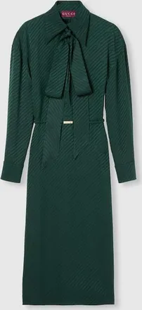 Gucci Interlocking G Silk Jacquard Dress, Green, Ready-to-wear