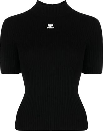 Courr&egrave;ges Dames, Tops, Zwart, Maat: L Viscose