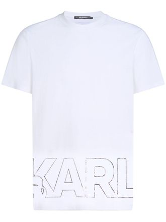 Karl Lagerfeld Metallic T-shirt met logoprint - Wit