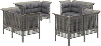 vidaXL Set De Muebles De Jard&iacute;n 8 Pzas Y Cojines Rat&aacute;n Sint&eacute;tico Gris Vidaxl