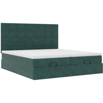 vidaXL Vidaxl - Estructura De Cama Otomana Colchones Terciopelo Verde Oscuro