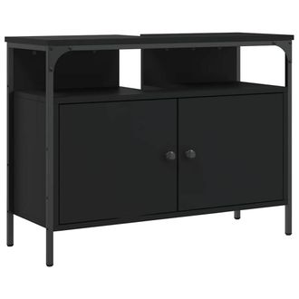 vidaXL Vidaxl - Armario Para Lavabo De Ba&ntilde;o Madera Ingenier&iacute;a Negro 80x30x60 Cm