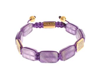 Nialaya CZ Amethyst 18K Gold 925 Womens Bracelet