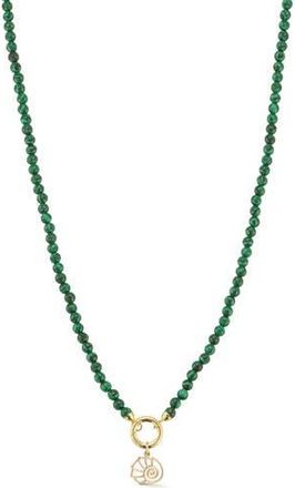 Ember Fine Jewelry 14K Yellow Gold Shell Charm Beaded Necklace in Gold/Green at Nordstrom Rack