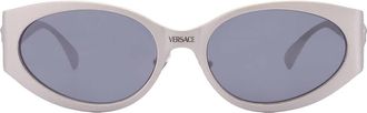 Versace Light Grey Mirrored Black Oval Ladies Sunglasses VE2263 12666G 56
