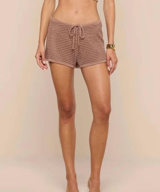 L'agence Solan Pointelle Knit Short In Macadamia