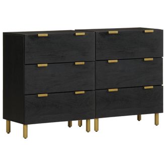 Berkfield Home Sideboards 2 pcs Black 60x33x75 cm Engineered Wood | Size: 60 x 33 x 75 cm