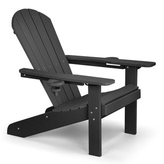 VonHaus Westport Reclining HDPE Adirondack Garden Chair in Black | Size: 2 Pack