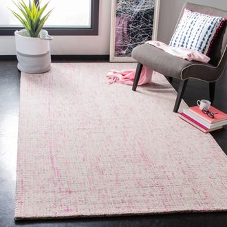 Safavieh Abstract Hand Made Area Rug, Ivory / Pink Contemporary Style Non-Shedding