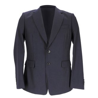 Dries Van Noten Single-Breasted Blazer in Navy Blue Wool