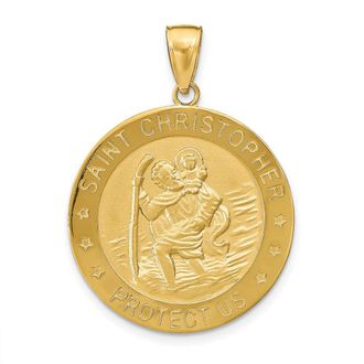 Diamond2Deal 10k Yellow Gold Saint Christopher Medal Pendant
