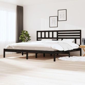 vidaXL Giroletto Nero in Legno Massello di Pino 200x200 cm - Vidaxl