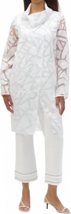 Joseph Ribkoff Organza Abstract Print Cocoon Coat In White/black