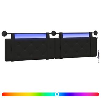vidaXL Cabecero Colgante Con Luz Led Negro Cuero Sint&eacute;tico Vidaxl