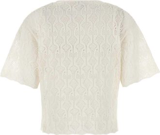 Bottega Veneta Womens White Lace Fish Top - Ivory Cotton - Size X-Small