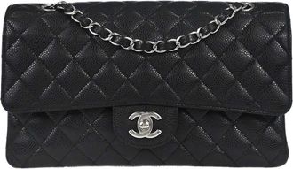 Chanel Timeless - Classic Double Flap Quilted Caviar Black Calfskin Handbag (Pre-Owned)