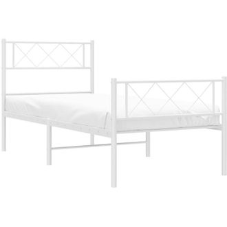 vidaXL Metal Bed Frame without Mattress with Footboard White 80x200cm Vidaxl