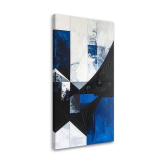 Feeby Cuadro En Lienzo, Abstracci&oacute;n Formas Geom&eacute;tricas Azul, 60x120