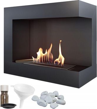 Kratki Wandkamin Bioethanol DELTA 600 T&Uuml;V rechts Deko Steine Set