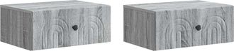 vidaXL Mesita De Noche De Pared 2 Uds. Gris Sonoma 49 X 34,5 X 20 Cm Vidaxl