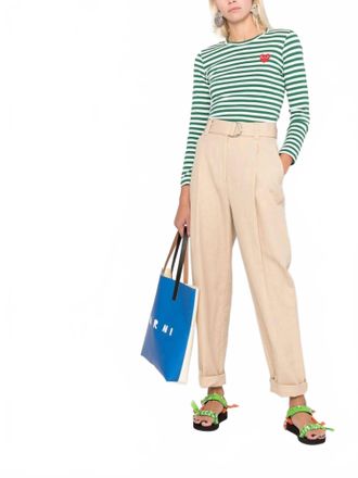 Msgm Contemporary Belted Trousers In Beige