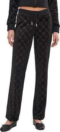Juicy Couture Embossed Velour Track Pants Womens Casual Pants Liquorice : LG (US 10-12) 32, Polyester/Spandex/Velour