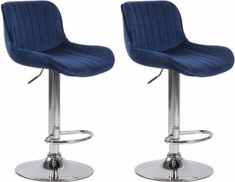 Clp Set di 2 sgabelli da bar Lentini Velvet blu cromo