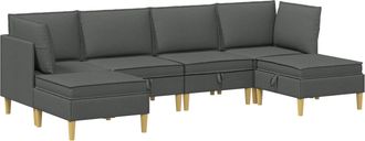 vidaXL Juego De Sof&aacute; Modular Con Almacenamiento 6 Uds. Gris Oscuro Vidaxl