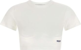 The Attico Cropped T-shirt - Dames - T-shirts - Wit - S - Katoen - Tops