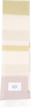 Maison Kitsun&eacute; Multicolor Striped Fringed Alpaca-Blend Scarf