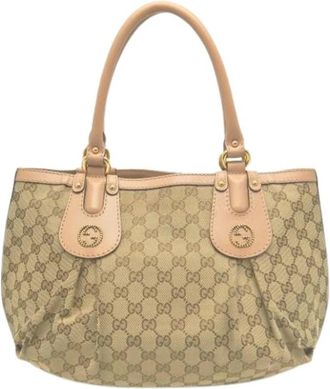 Gucci Pre-owned Vintage Tote Bag - Dames - Vintage Shopper - Beige - ONE Size - Leer - Vintage
