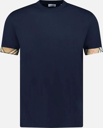 Burberry Mens Burberry Ellison Organic Cotton Check Sleeve Navy - Size: 44