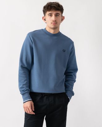 Fred Perry Mens Crew Neck Sweatshirt in Blue Cotton - Size X-Large