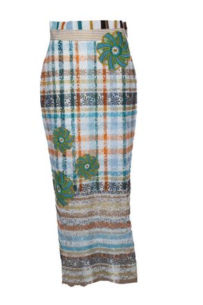 Silvia Tcherassi Shadia check lace midi skirt