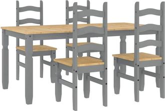 vidaXL Vidaxl - Juego De Comedor Panama 5 Pzas Madera Maciza De Pino Gris
