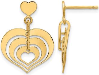 Diamond2Deal 14K Yellow Gold Hearts Shape Drop Dangle Earrings