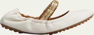 Tod's Cosmo Rings Leather Ballerina Flats