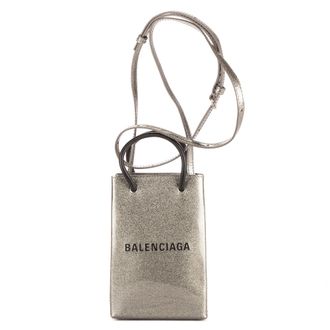 Balenciaga Pre-owned Womens Shopping North South Phone Holder Crossbody - Grey - One Size
